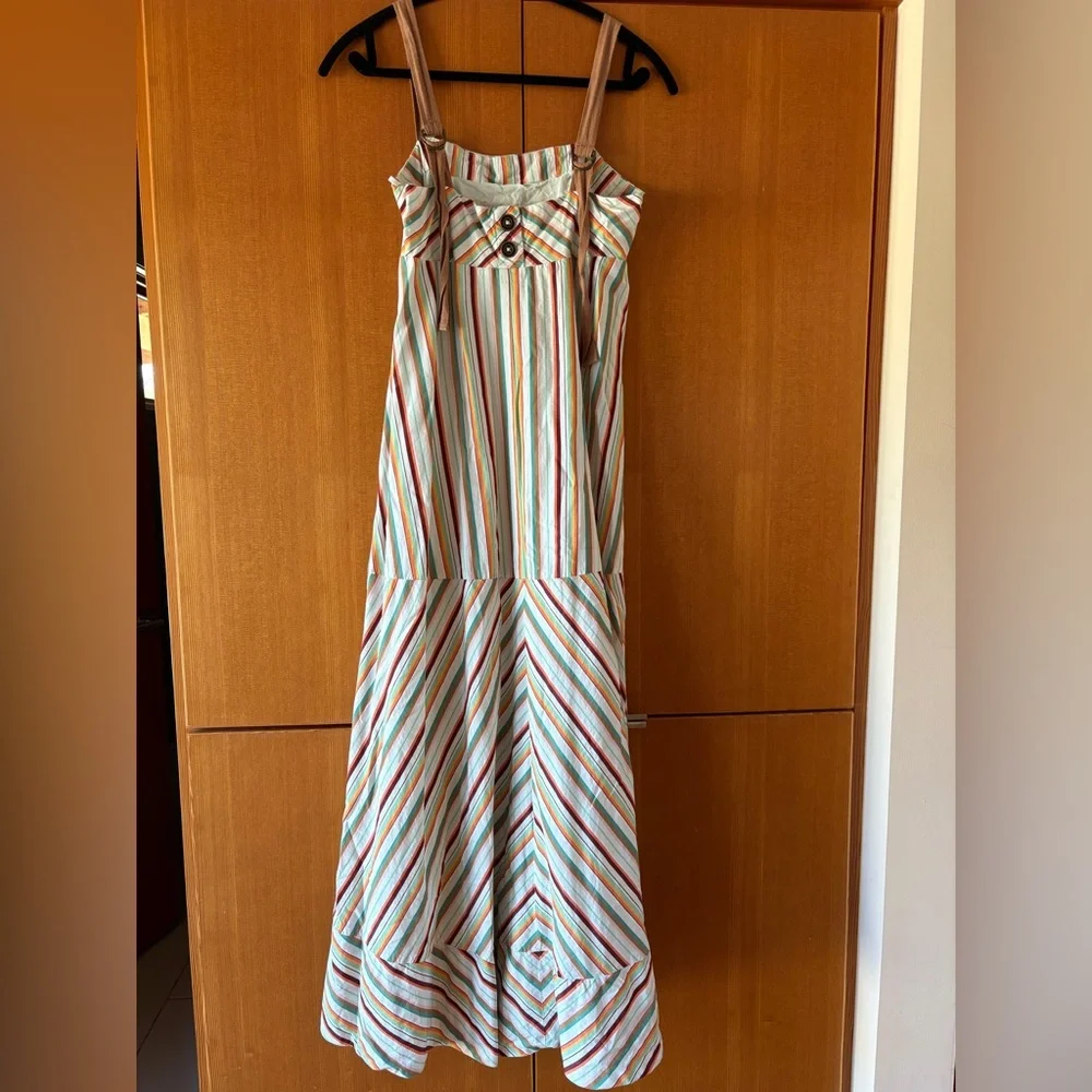 Anthropologie Maeve Square Neck Striped Midi Dress - Picture 9 of 10